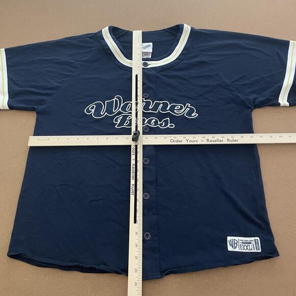 Vintage Warner Bros Looney Tunes Shirt Mens Large Blue Baseball Jersey Taz 90s - Picture 3 of 12